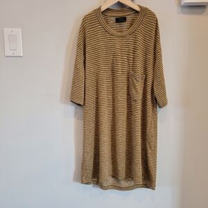 Zara Striped Tan Oversized Tee T-shirt Stretchy Baggy Soft Comfort Cozy Neutral